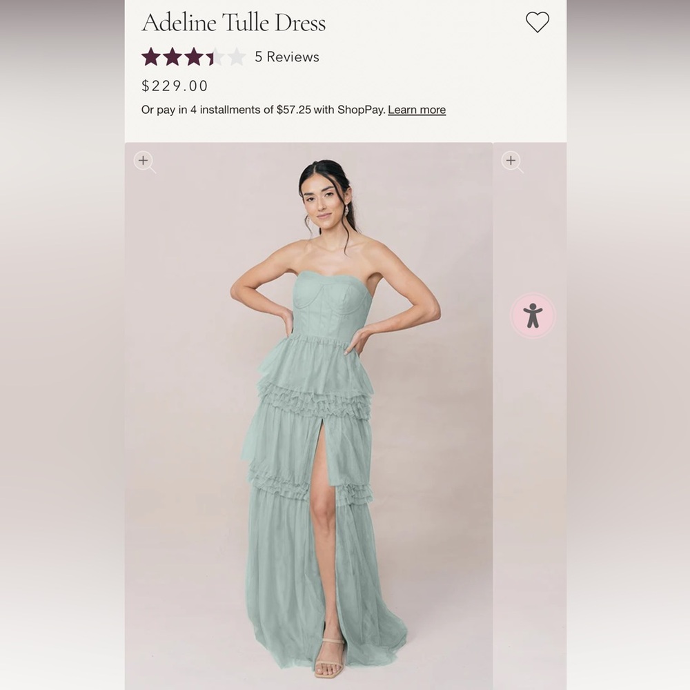 Revelry Adeline Tulle Dress AND additional tulle sleeve add on in sage